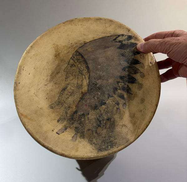 Native American Pueblo Drum Painted Both Ends