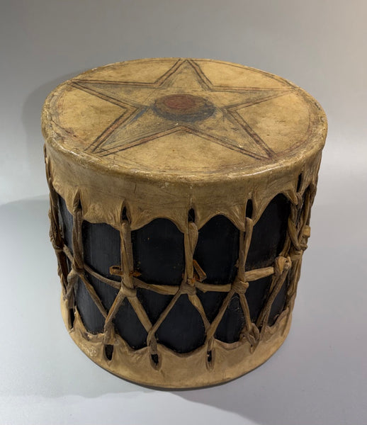 Native American Pueblo Drum Painted Both Ends