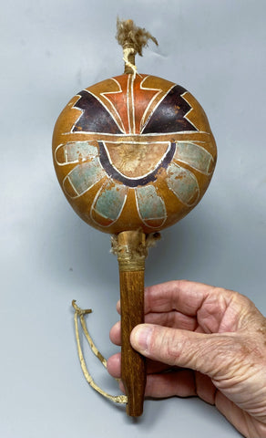 Pueblo, Painted Dance Rattle possibly Hopi
