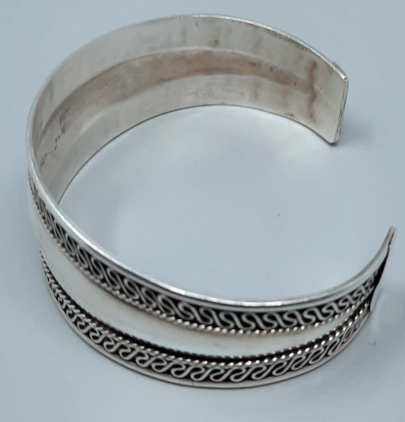 Mexican Mid Century Sterling Silver 925 Mexico wire scroll Cuff Bracelet