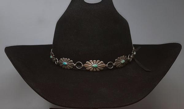 Southwestern Navajo Silver & Turquoise Hat Band and Earrings