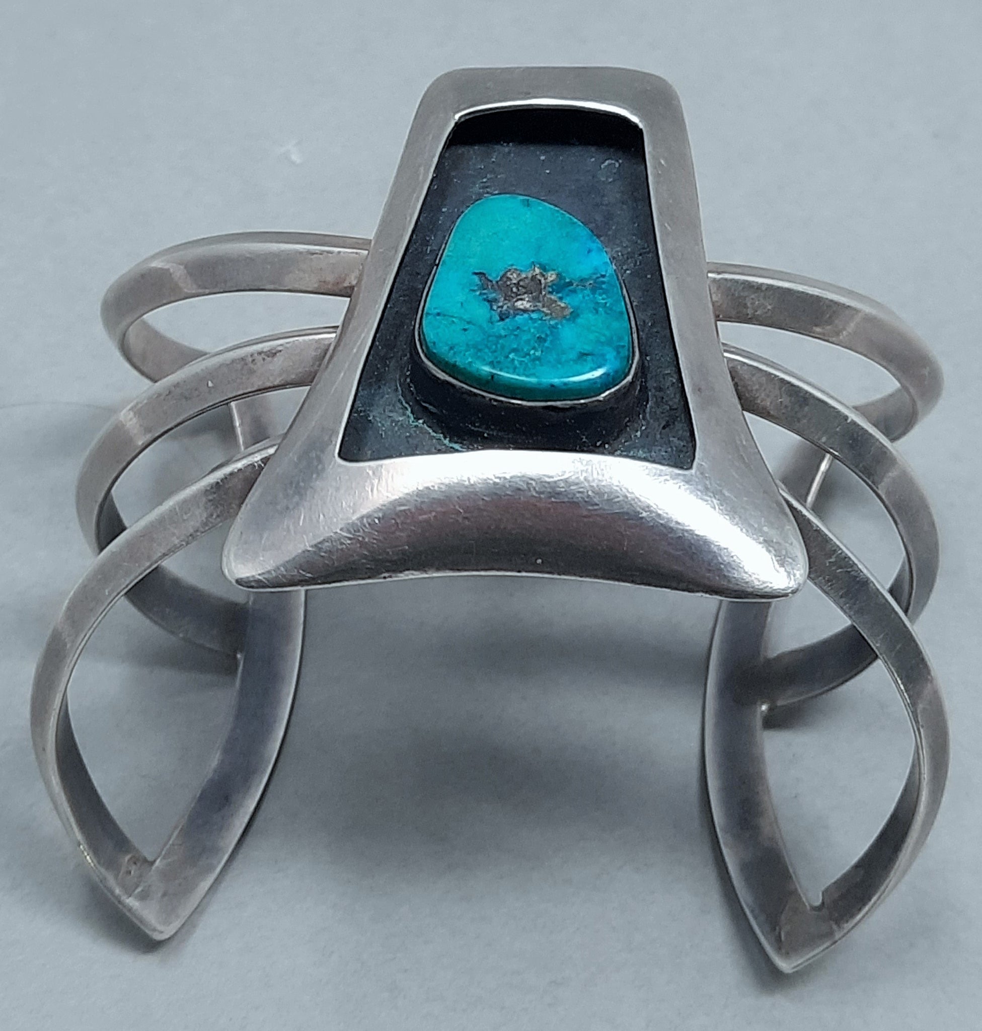 Shadowbox Hopi /  Navajo Silver and Turquoise Cuff Bracelet