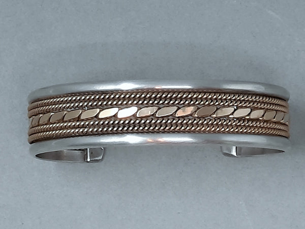 Navajo Silver & Gold Filled Bracelet Cuff with twisted wire