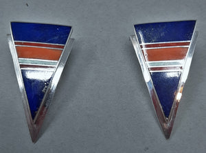 Navajo Silver Multi-Colored Channel Inlay Earrings by Ray Tracy Knifewing