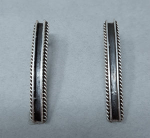 Navajo Silver Ribbed Earrings by Johnson Yazzie