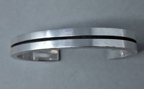 Thick Navajo Silver Channel Cuff Bracelet by J Yazzie