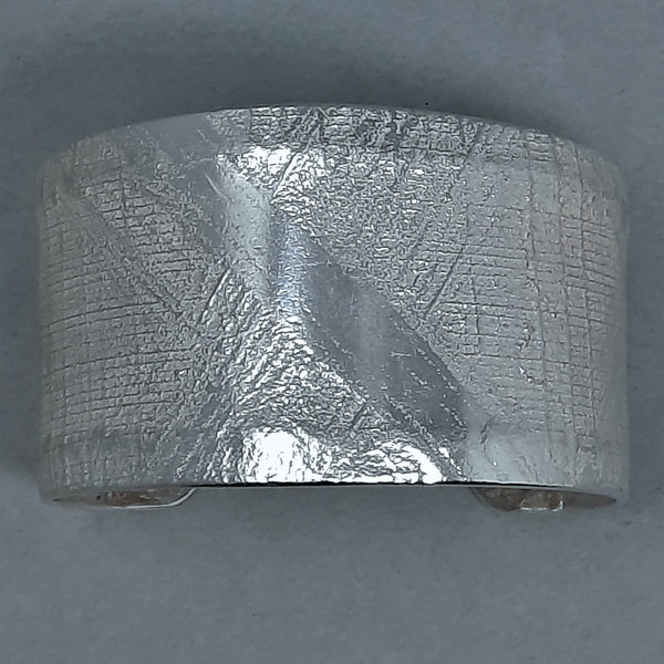 Large Navajo Silver Cuff Bracelet Plaid  Design with Diagonal by Gino Antonio 1.1/2" wide