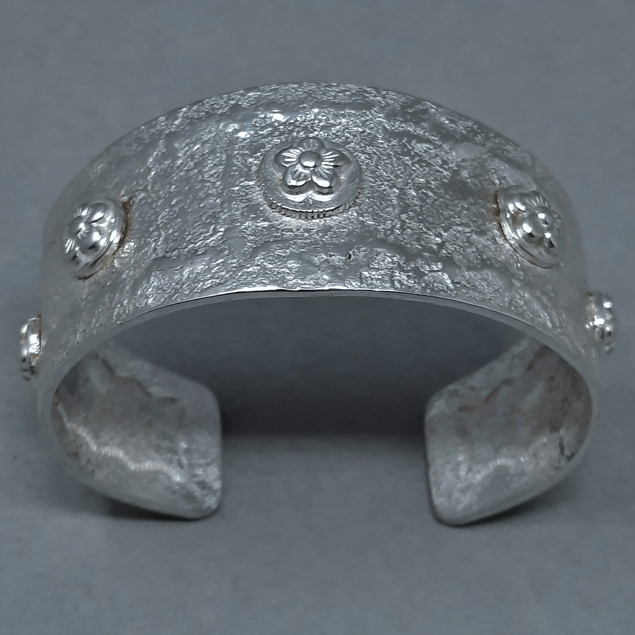 Navajo Silver Cuff Bracelet Rose Design by Gino Antonio