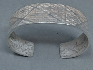 Navajo Silver Cuff Bracelet Plaid Design by Gino Antonio 7/8" Wide