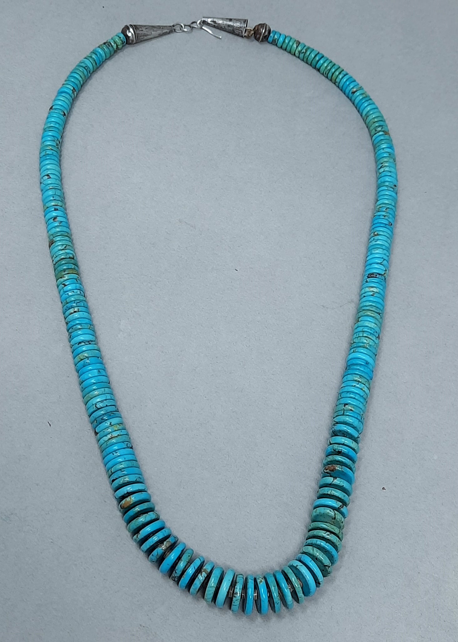 Vintage Turquoise Single Strand Disk Necklace 20 inch
