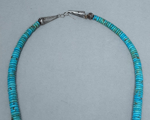 Vintage Turquoise Single Strand Disk Necklace 20 inch