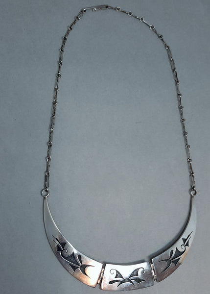 Wilson Mowa Hopi Sterilng Silver Gorget Butterfly Necklace