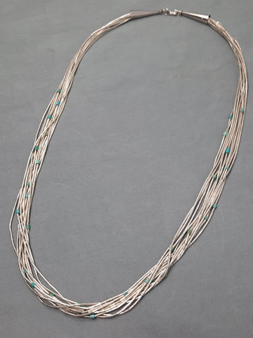 Navajo Liquid Sterling Silver & Turquoise Multistrand Necklace