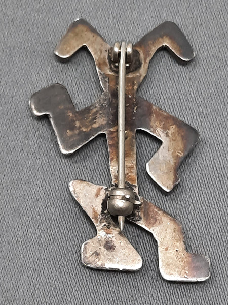 Navajo / Zuni Kachina Sterling Silver Cast Brooch / Pin  1.1/2 in Tall