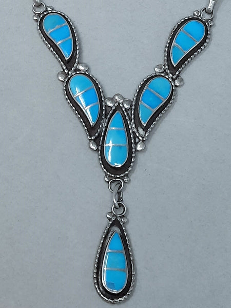 Zuni Turquoise & Sterling Silver Necklace Lowsayatee