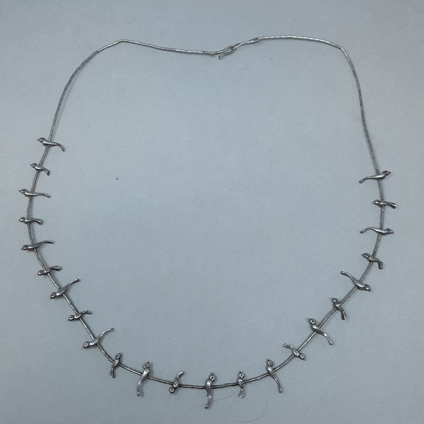 Navajo Liquid Silver Bird Charm Fetish necklace chain 26"