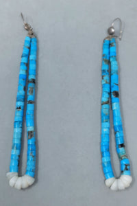 Vintage Sterling Turquoise Heishi Jacla Earrings Santa Domingo Native American