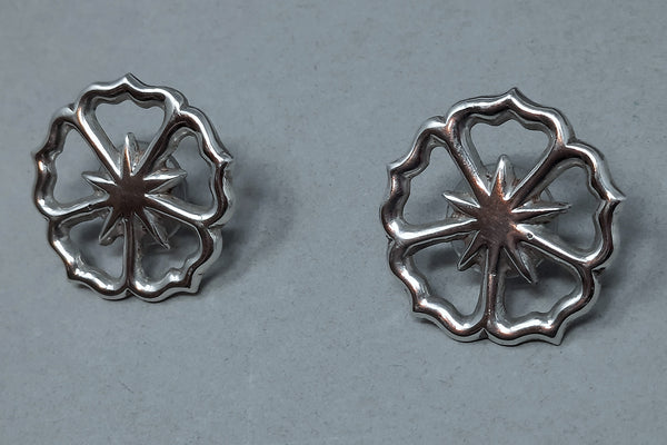 Navajo Sterling Silver Star Center Snowflake Earrings