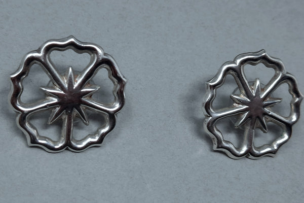 Navajo Sterling Silver Star Center Snowflake Earrings