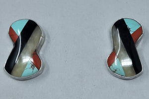 Southwest “Gary G.” Sterling Silver Mosiac Earrings