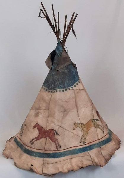 Model Plains Hide Tipi with Painted Horses, C. 1890