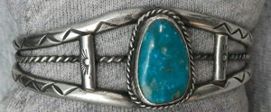 VINTAGE Sterling Silver NAVAJO Turquoise Bracelet CUFF stamped